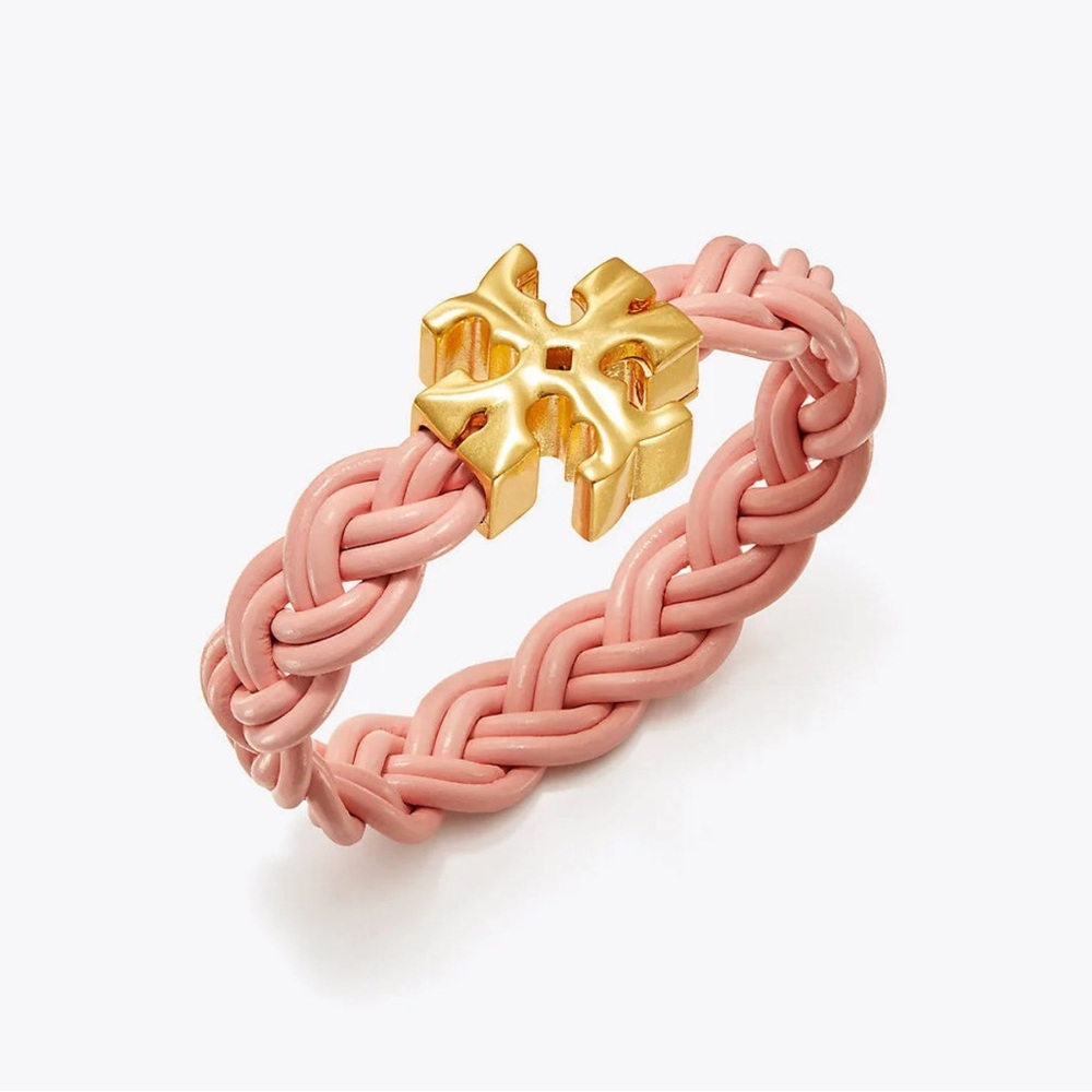 Tory Burch Fisherman Bracelet Pink and Gold Braided Bracelet
